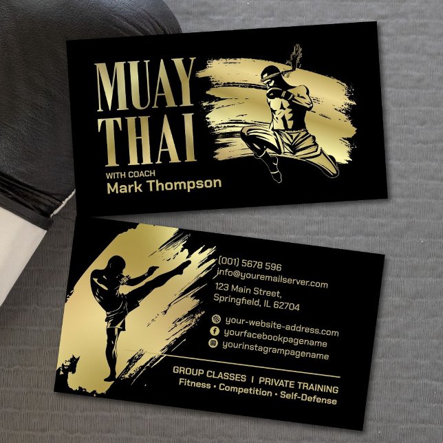 Muay Thai and Kickboxing Coach - Blue Red  Business Card (Creator Uploaded)