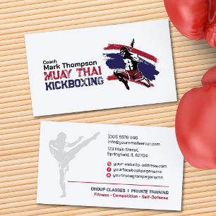 Muay Thai and Kickboxing Coach - Blue Red Business Card