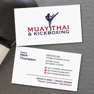 Muay Thai and Kickboxing Coach - Blue Red Business Card