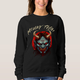 Muay Thai Angry Oni Demon  MMA Thai Boxing Sweatshirt