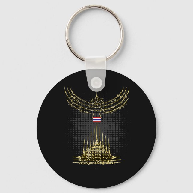 MUAY THAI Bird -- Buddha Tattoo Kickboxing Key Ring (Front)