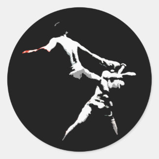 Muay Thai Boxing Action Classic Round Sticker