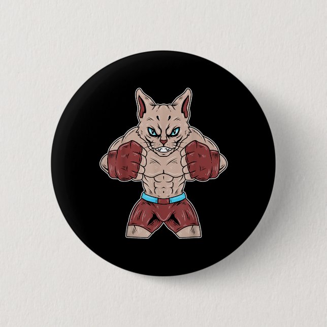 Muay Thai Boxing Devon Rex Cat MMA Boxer Funny 6 Cm Round Badge (Front)