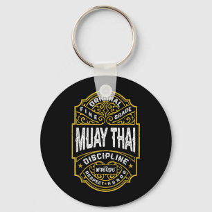 Muay Thai Boxing MMA Fighter Vintage Label Key Ring