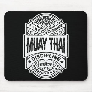 Muay Thai Boxing MMA Fighter Vintage Label Mouse Pad