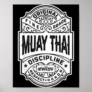 Muay Thai Boxing MMA Fighter Vintage Label Poster