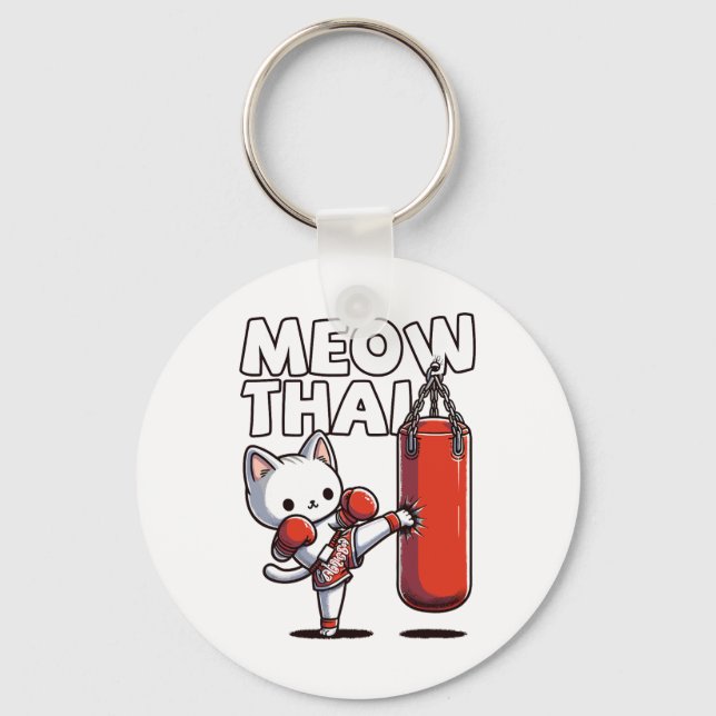 Muay Thai Cat  Key Ring (Front)