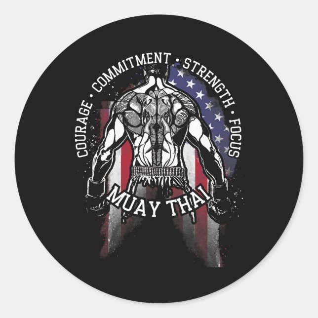 Muay Thai  Classic Round Sticker (Front)