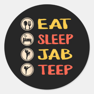Muay Thai Eat Sleep Jab p MMA Fighter Martial Arts Classic Round Sticker