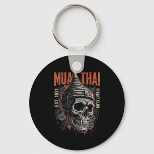 Muay Thai Fight Club Mechanical Skull Warrior Kick Key Ring