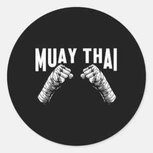 Muay Thai Fighter Fists Mma Club Martial Arts Figh Classic Round Sticker