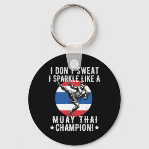 Muay Thai Fighter For Men Dad Boys Thai Kickboxing Key Ring