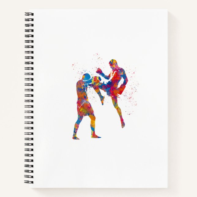 Muay thai fighter in watercolor notebook (Front)