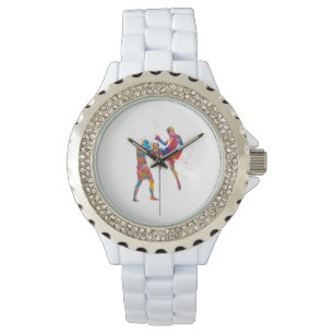 Muay thai fighter in watercolor watch