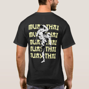 Muay Thai Fighter Repeating Text Checking Kick Mma T-Shirt