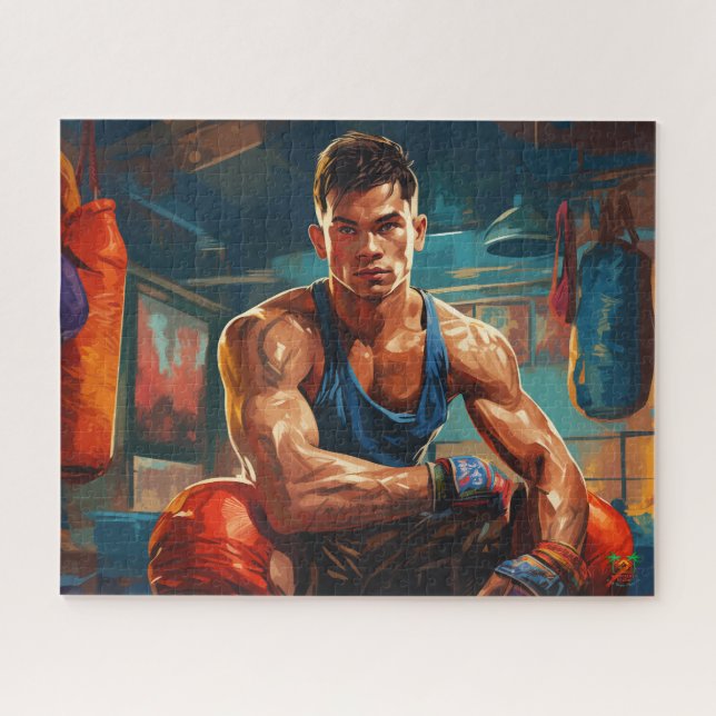 Muay Thai Fighter: Resting After the Round Jigsaw Puzzle (Horizontal)