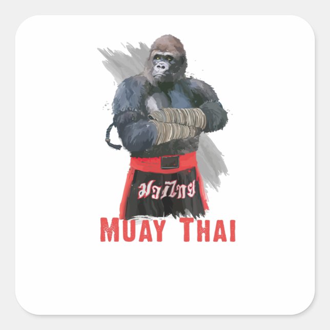 Muay Thai Fighter Square Sticker (Front)