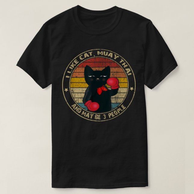 Muay Thai Funny Cat Kickboxing Thailand Boxing Cat T-Shirt (Design Front)