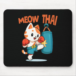 Muay Thai Funny Cat Lover Thai Boxing Thailand Meo Mouse Pad