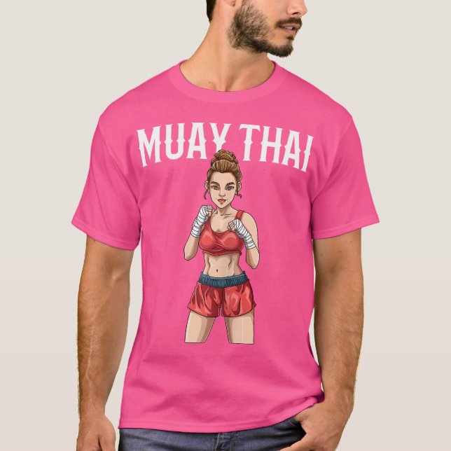 Muay Thai Girl Thai Boxing And Kickboxing T-Shirt (Front)