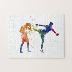 Muay thai in watercolor jigsaw puzzle