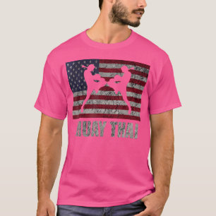 Muay Thai Kickboxing American Flag Mma T-Shirt