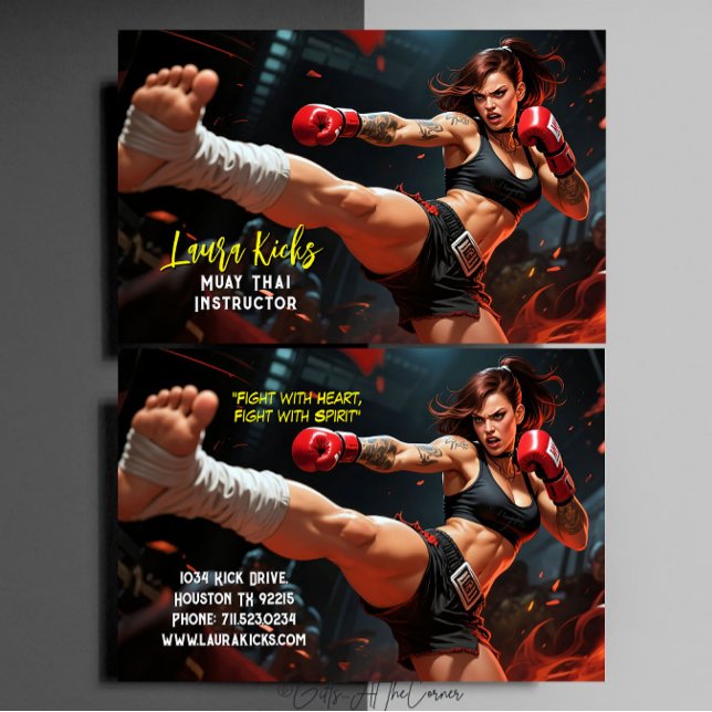 Muay Thai Kickboxing Martial Arts Instructor  Business Card (Creator Uploaded)