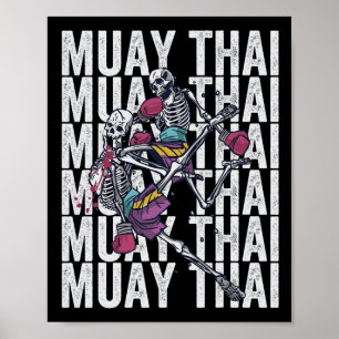 Muay Thai Kickboxing, Muay Thai Skeletons, Muay Th Poster