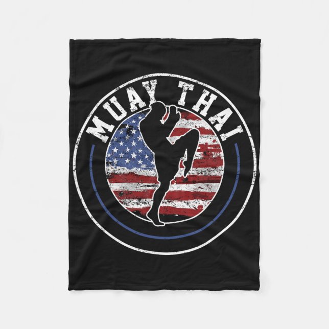 Muay Thai Kickboxing Vintage Gift  Fleece Blanket (Front)