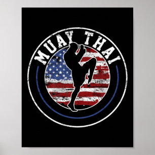 Muay Thai Kickboxing Vintage Gift Poster