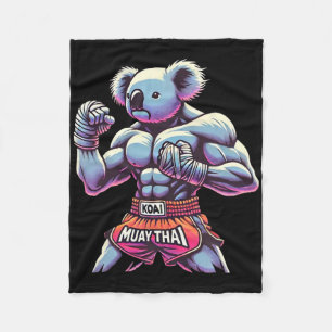 Muay Thai Koala Kickboxing Fighter Funny Fleece Blanket