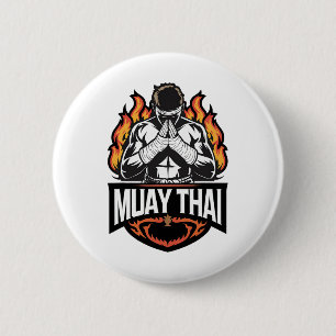 Muay Thai Logo - Thai Boxing Fighter  6 Cm Round Badge