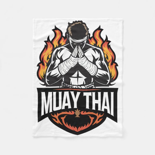 Muay Thai Logo - Thai Boxing Fighter  Fleece Blanket (Front)