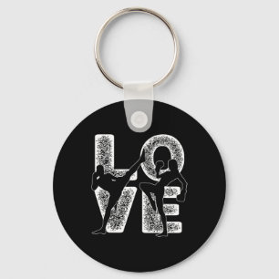 Muay Thai Love Word Theme Graphic Design Kickboxin Key Ring