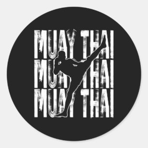 Muay Thai Lover Word Theme Graphic Design Kickboxi Classic Round Sticker