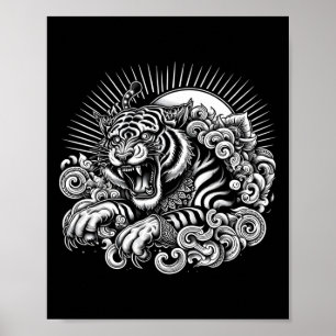 Muay Thai Mma Fight Tattoo Tiger Roar Kickboxing T Poster