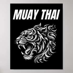Muay Thai Mma Fight Tattoo Tiger Roar Kickboxing T Poster