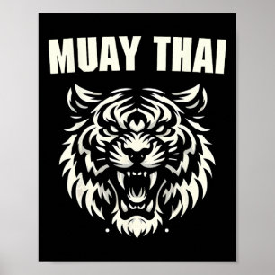 Muay Thai Mma Fight Tattoo Tiger Roar Kickboxing T Poster