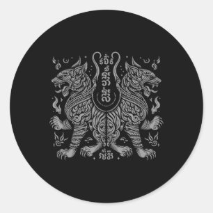 Muay Thai Mma Fight Tattoo Twin Tiger Kickboxing T Classic Round Sticker