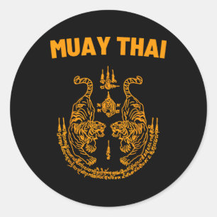 Muay Thai Mma Fight Tattoo Twin Tiger Kickboxing T Classic Round Sticker