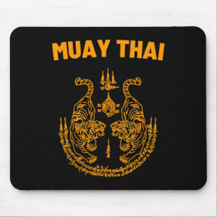 Muay Thai Mma Fight Tattoo Twin Tiger Kickboxing T Mouse Pad