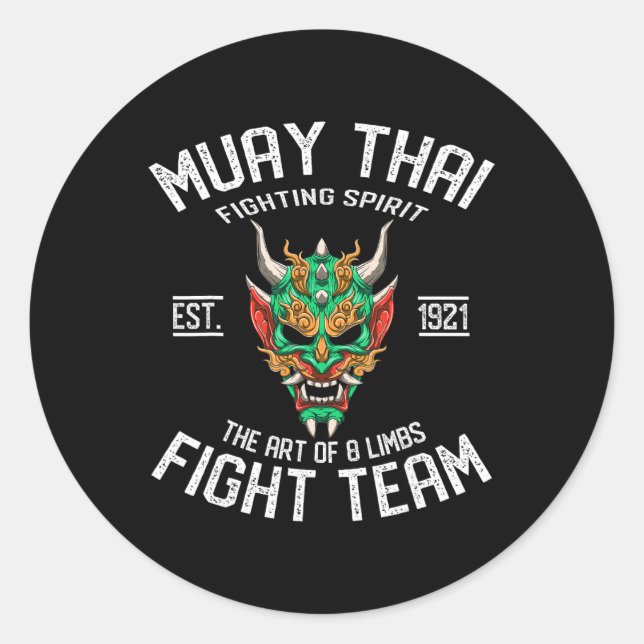 Muay Thai Oni Fight Team - Kickboxing  Classic Round Sticker (Front)