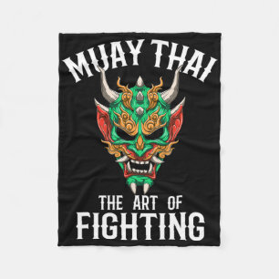 Muay Thai Oni Mask - Thai Boxing And Kickboxing Gi Fleece Blanket