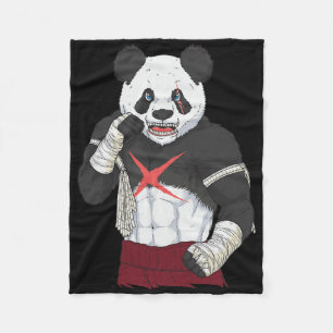 Muay Thai Panda Kickboxing Fighter _1 Fleece Blanket