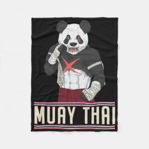 Muay Thai Panda Kickboxing Fighter Fleece Blanket