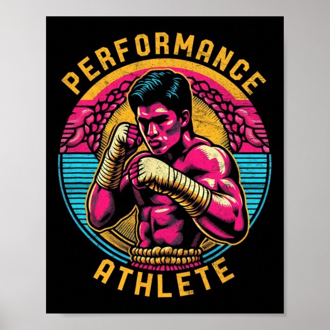 Muay Thai Performance Athlete Men's Kickboxing Mma Poster (Front)