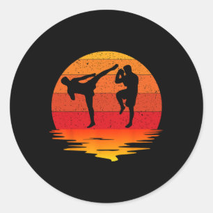 Muay Thai Retro Vintage Martial Arts Combat Boxing Classic Round Sticker