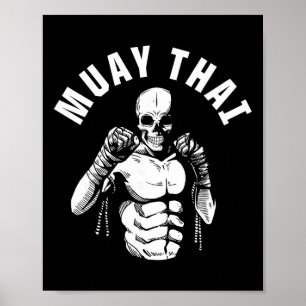 Muay Thai Skeleton Fighter Mma Club Coach Martial  Poster