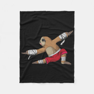 Muay Thai Sloth At Kickboxing As Karate Kick Marti Fleece Blanket