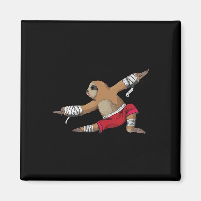 Muay Thai Sloth At Kickboxing As Karate Kick Marti Magnet (Front)